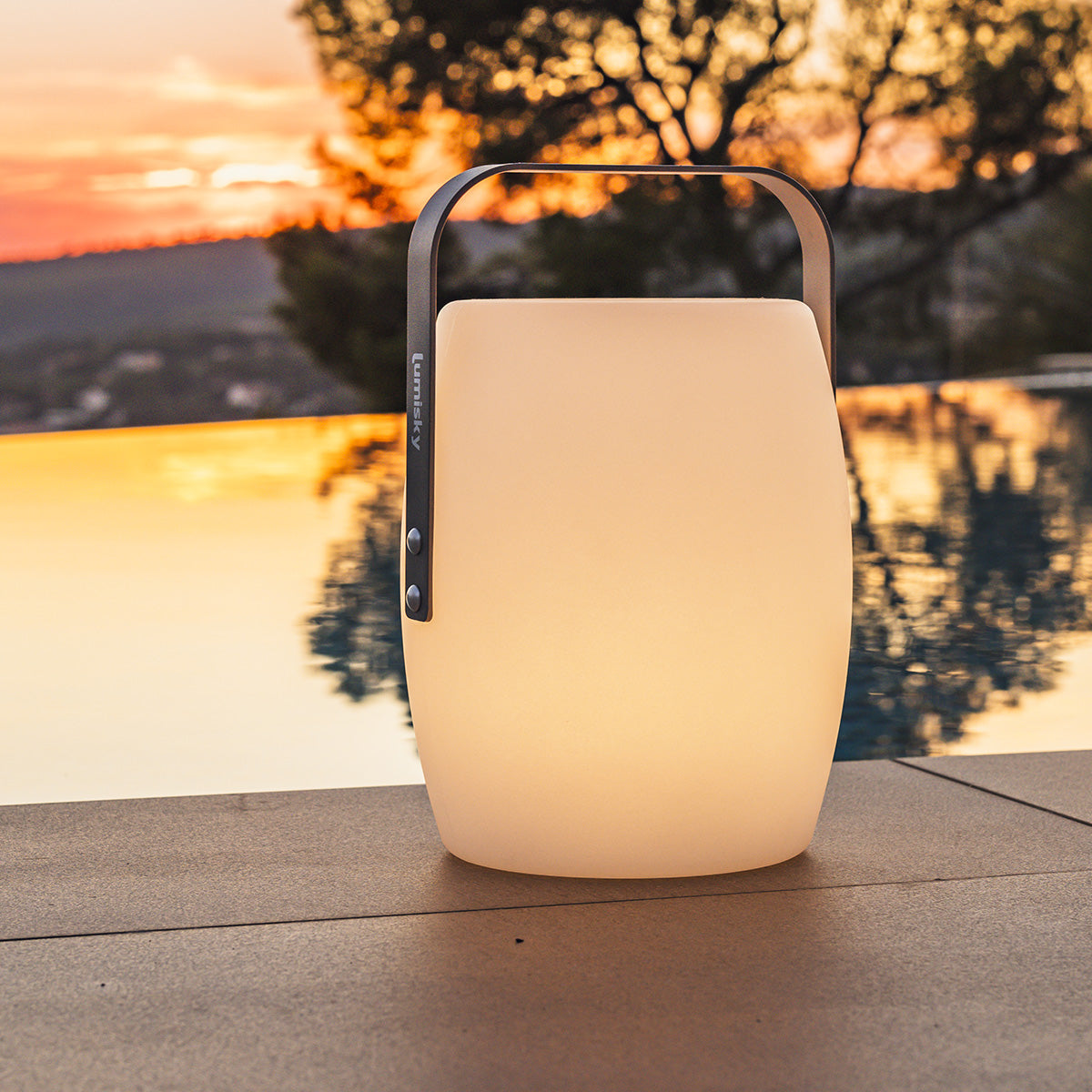 Wireless lantern aluminum handle warm white/white LED dimmable LUCY ROCK H31cm