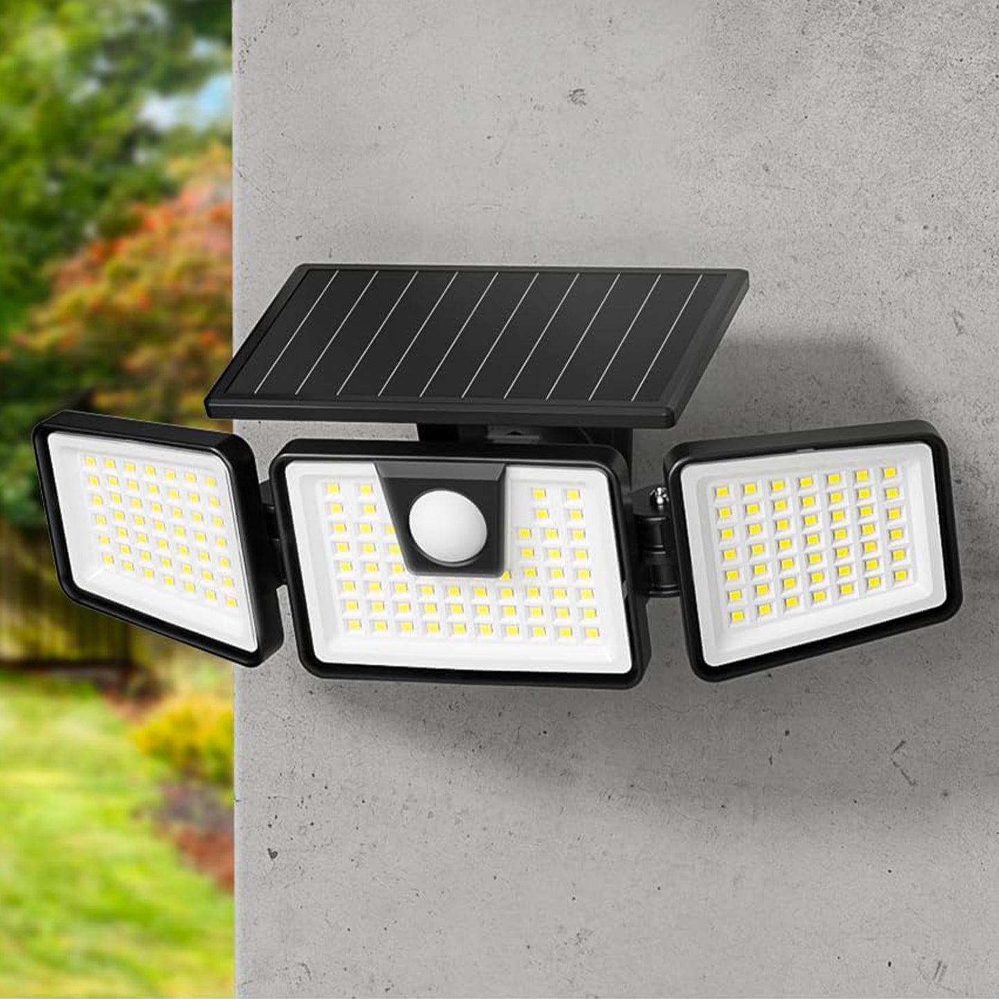 Solar spotlight 3 black heads powerful white LED lighting FALCON H9.3cm with adjustable motion detector