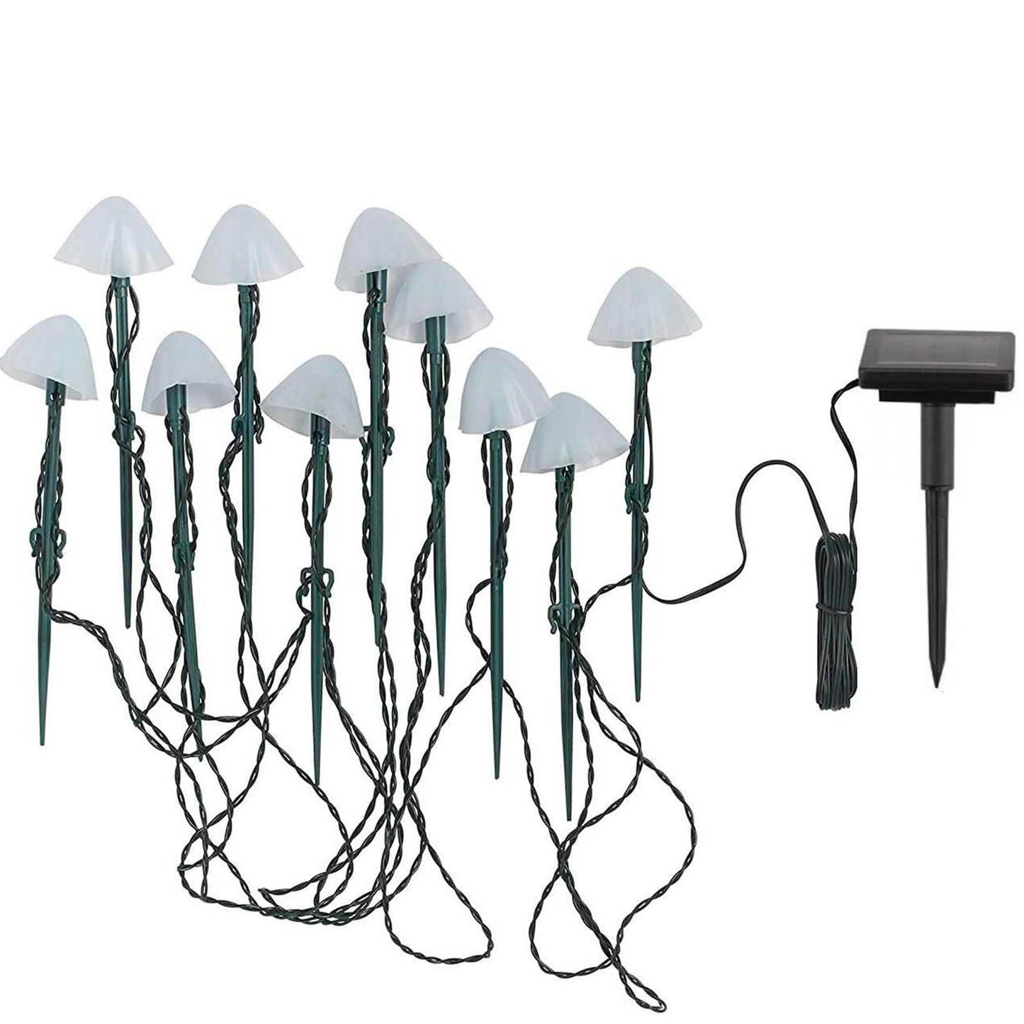 10 solar-powered mini-mushrooms to stick in CHAMPY driveway marking warm white LED 3.8m