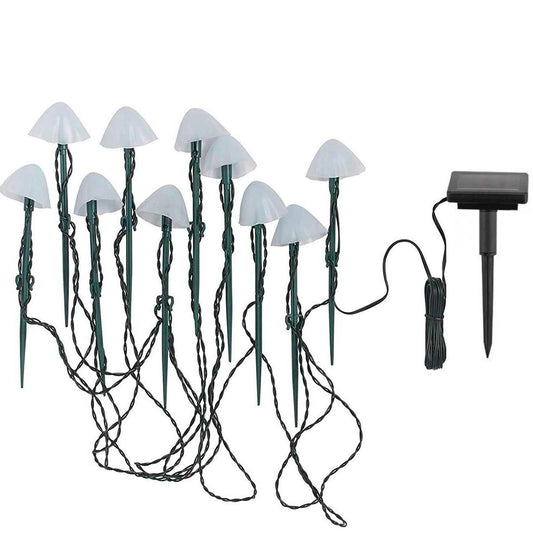 10 solar-powered mini-mushrooms to stick in CHAMPY driveway marking warm white LED 3.8m