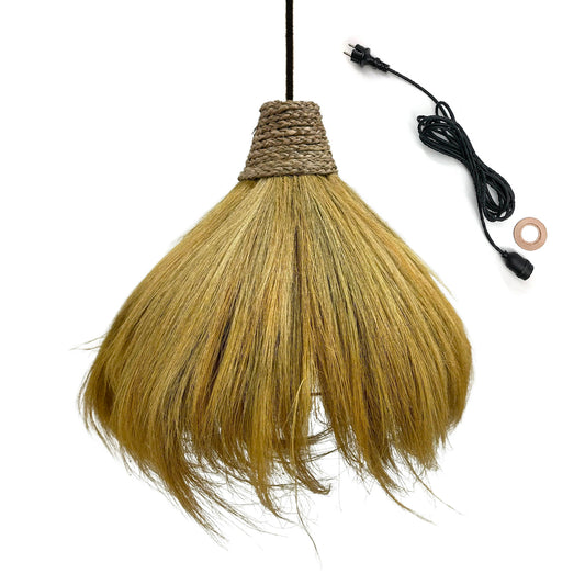 Suspension sur secteur pour l'extérieur MASAI OUTDOOR CABLE en herbe de rayung style bohème 5m de longueur de câble