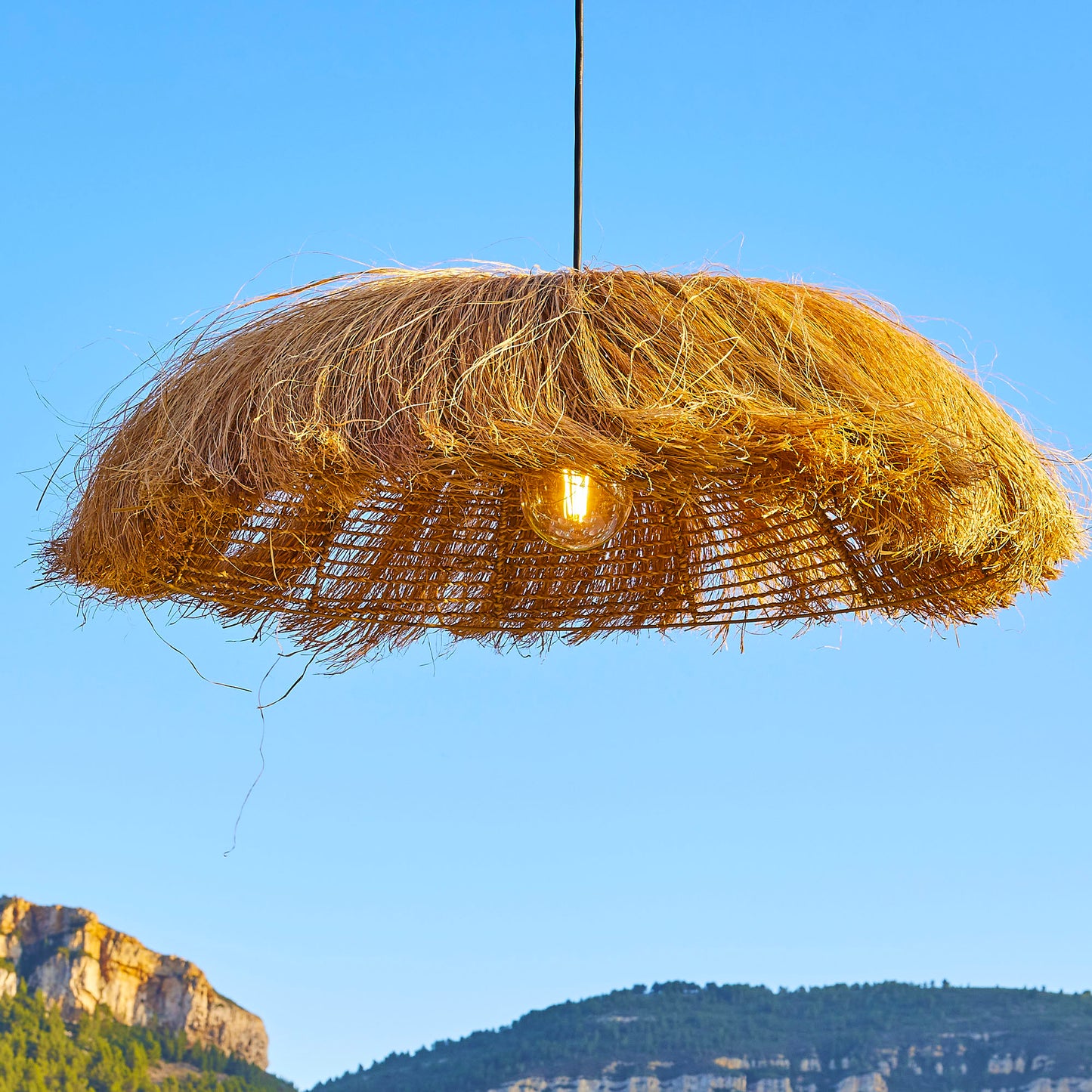 Suspension sur secteur pour l'extérieur HAVANA OUTDOOR CABLE en herbe marine et jute style bohème 5m de longueur de câble