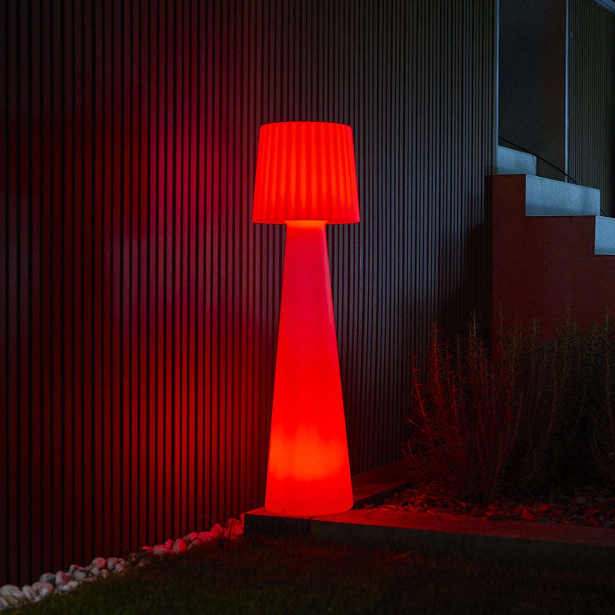 Designer wireless floor lamp LED dimmable multicolored wavy lampshade LADY H110cm with remote control