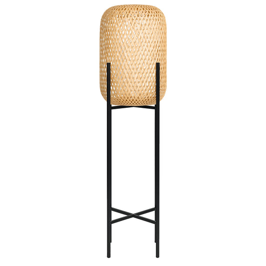 Lampadaire sans fil à 4 pieds metal LED blanc et multicolore dimmable en poly rotin H150cm avec télécommande