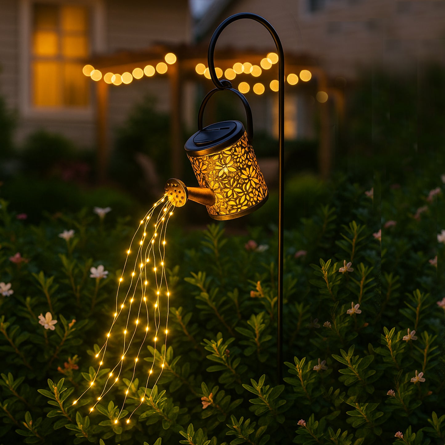 Decorative LED solar beacon in the shape of a watering can to plant ARROSY H78cm