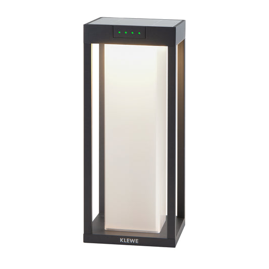 Borne solaire LED blanc chaud RADIA MINI MOON aluminium éclairage puissant H35cm