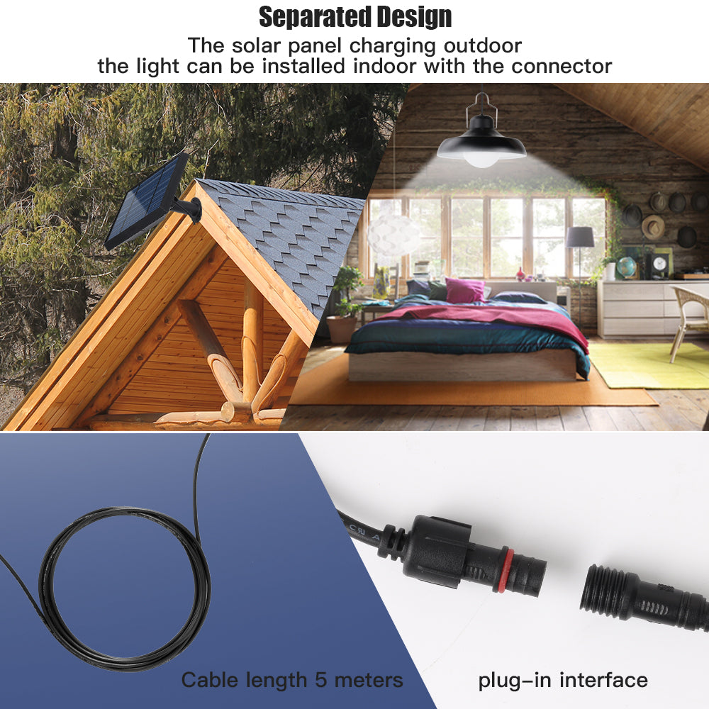 Double solar pendant lamps black metal lampshade cool white LED 2x WAREN D18cm