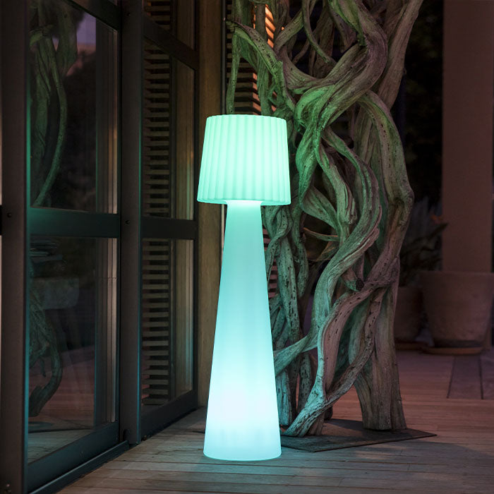 Designer wireless floor lamp LED dimmable multicolored wavy lampshade LADY H110cm with remote control