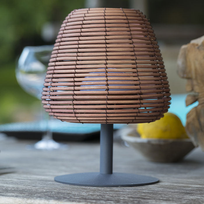 Lot de 2 lampes de table sans fil en rotin naturel LED blanc chaud/blanc dimmable 2X BOHEME H25cm