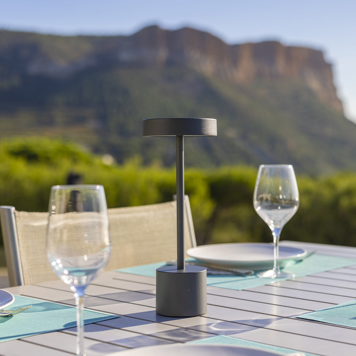 Touch ROBY wireless table lamp in aluminum H30cm