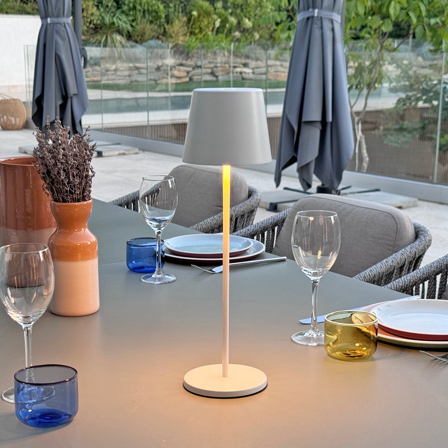 Table lamp touch wireless aluminum white dimmable white LED KELLY WHITE H39cm