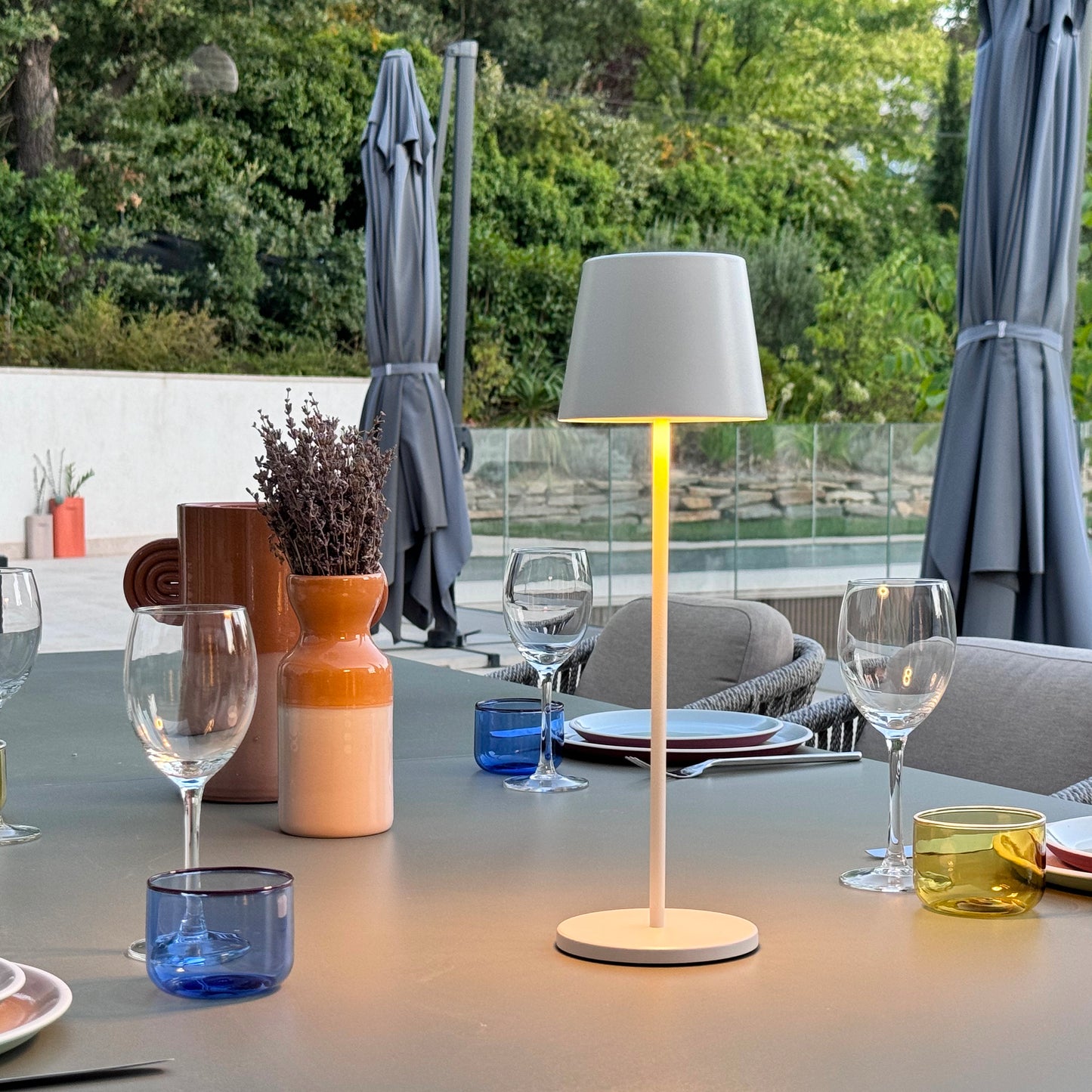 Table lamp touch wireless aluminum white dimmable white LED KELLY WHITE H39cm
