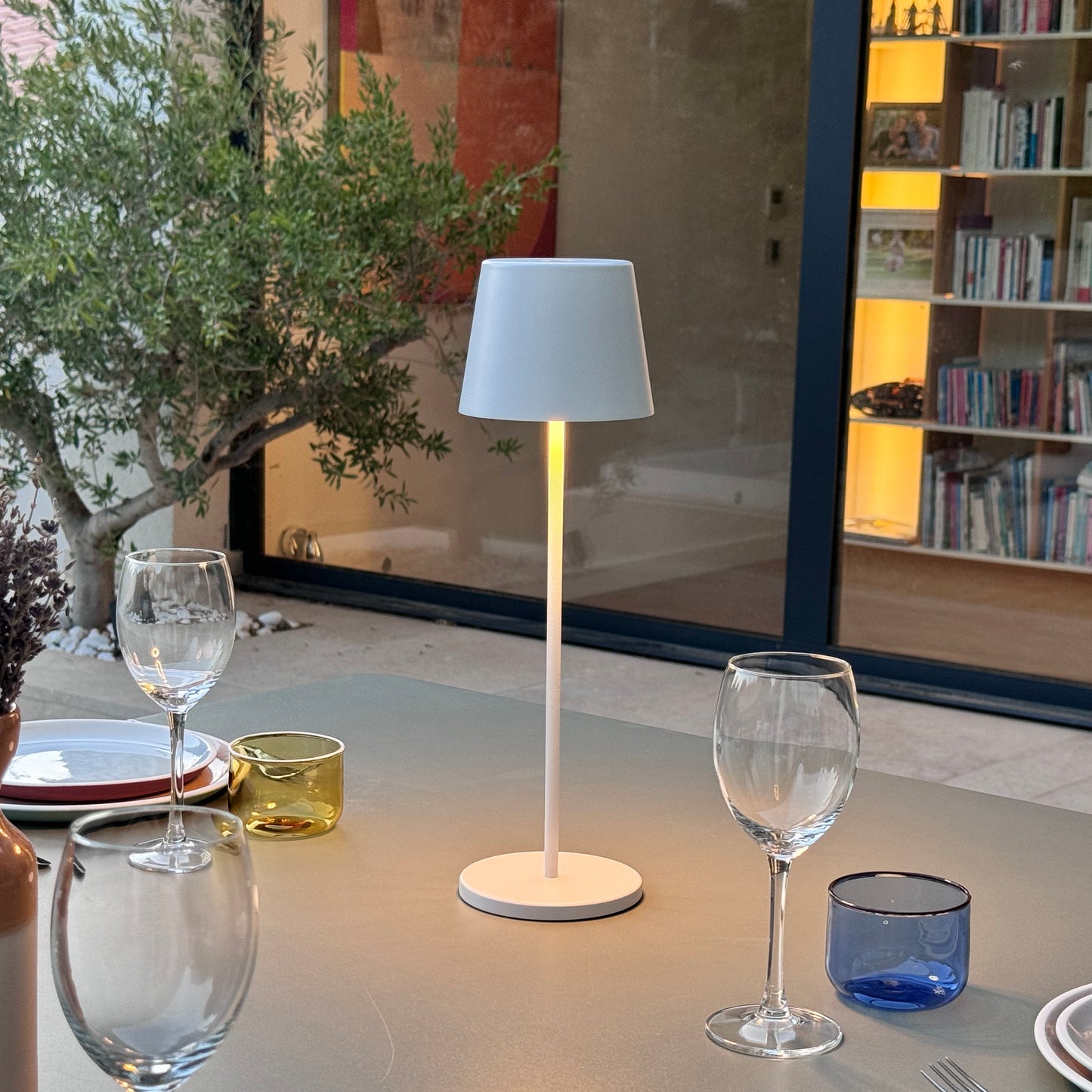 Table lamp touch wireless aluminum white dimmable white LED KELLY WHITE H39cm