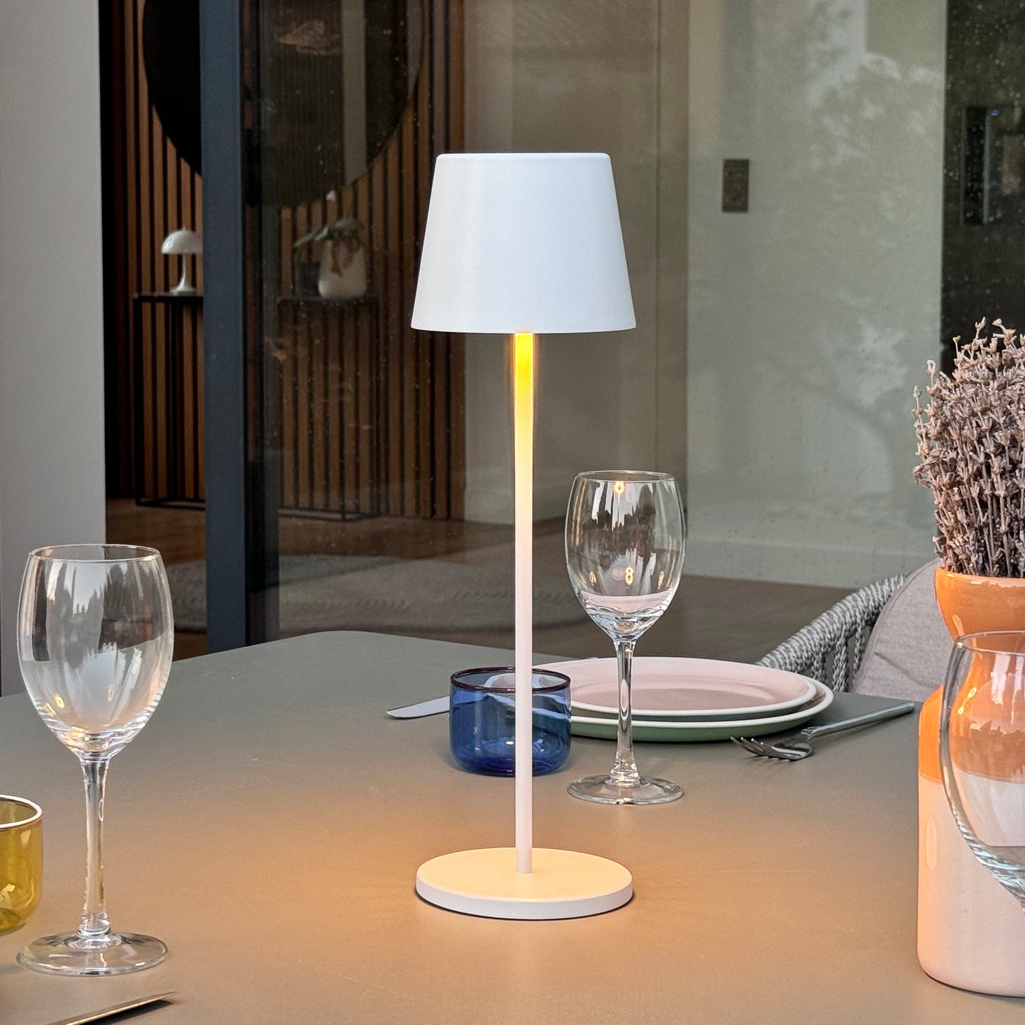 Table lamp touch wireless aluminum white dimmable white LED KELLY WHITE H39cm