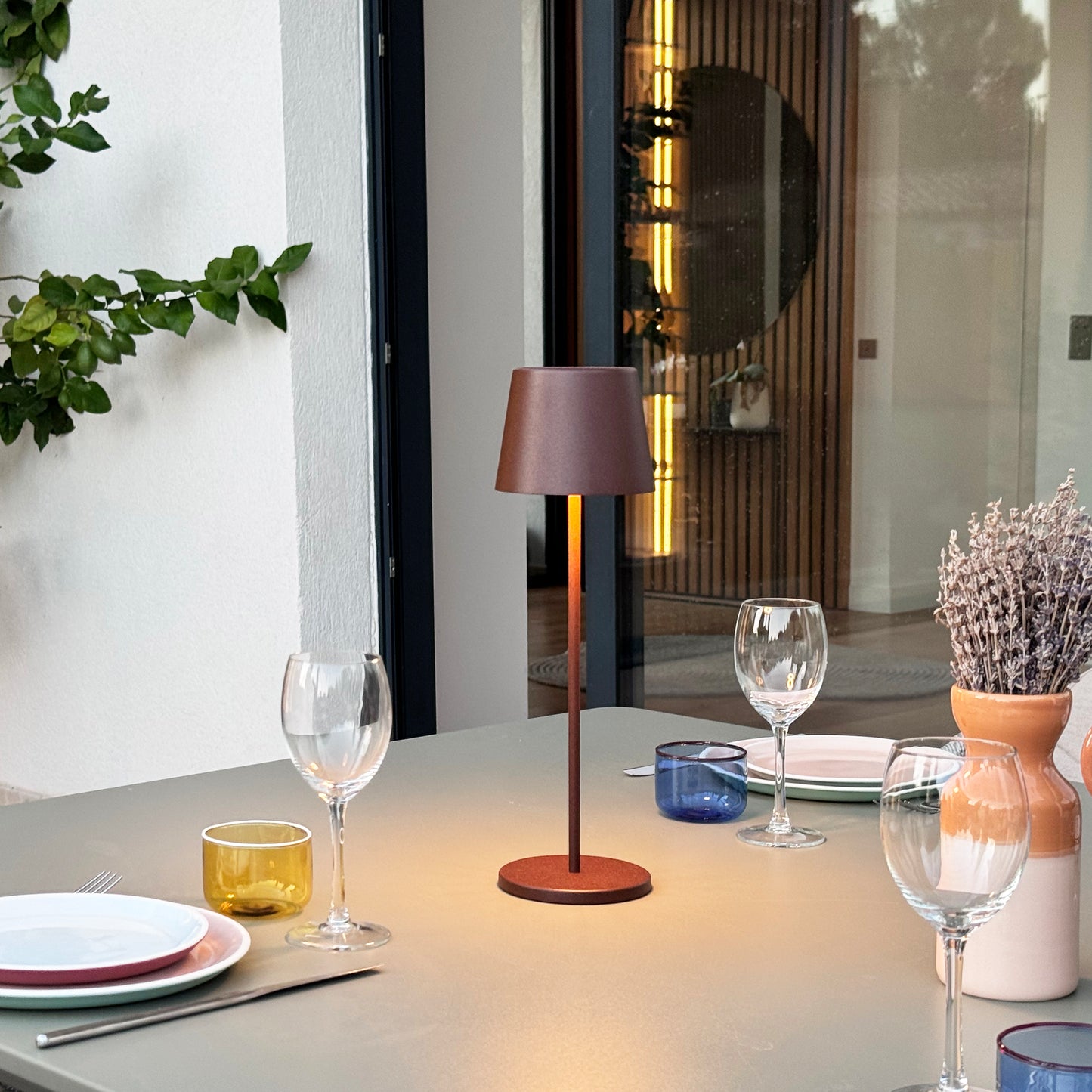 Table lamp touch wireless aluminum gray LED white dimmable KELLY ROCK H39cm