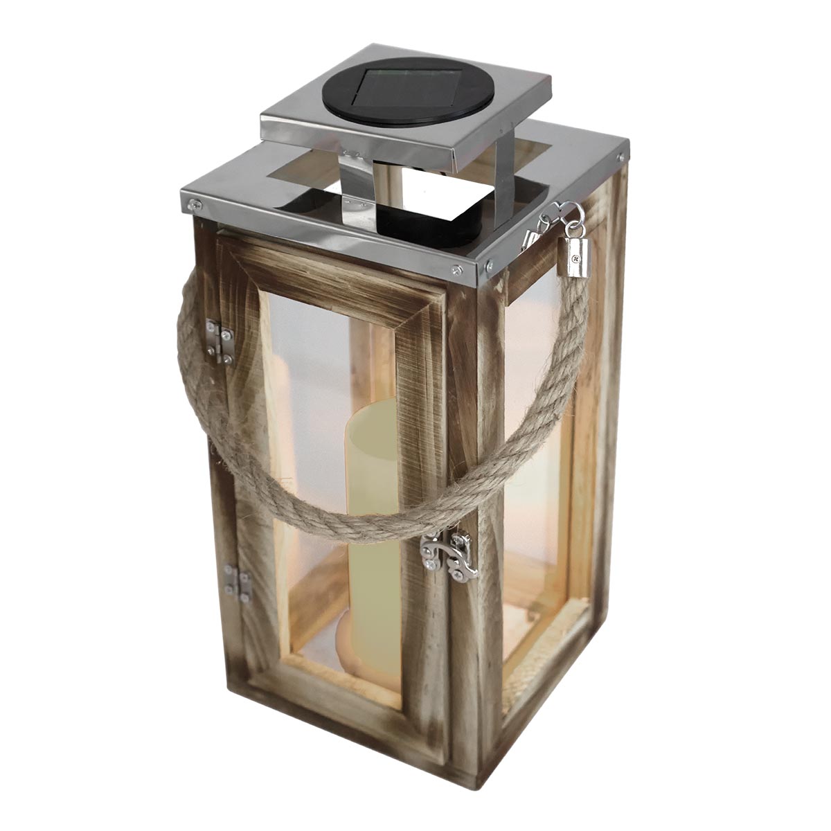 2 Lanternes solaire bois OAKY H28CM