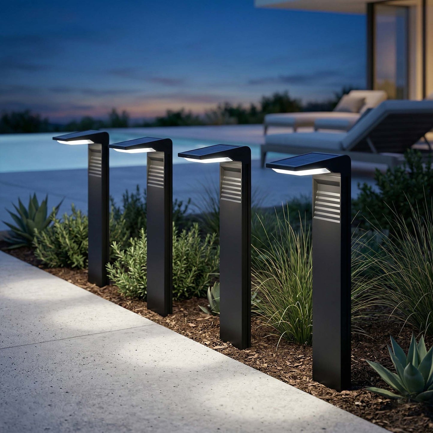 Set of 2 cold white LED solar beacons for planting 2x OSTRY H41cm