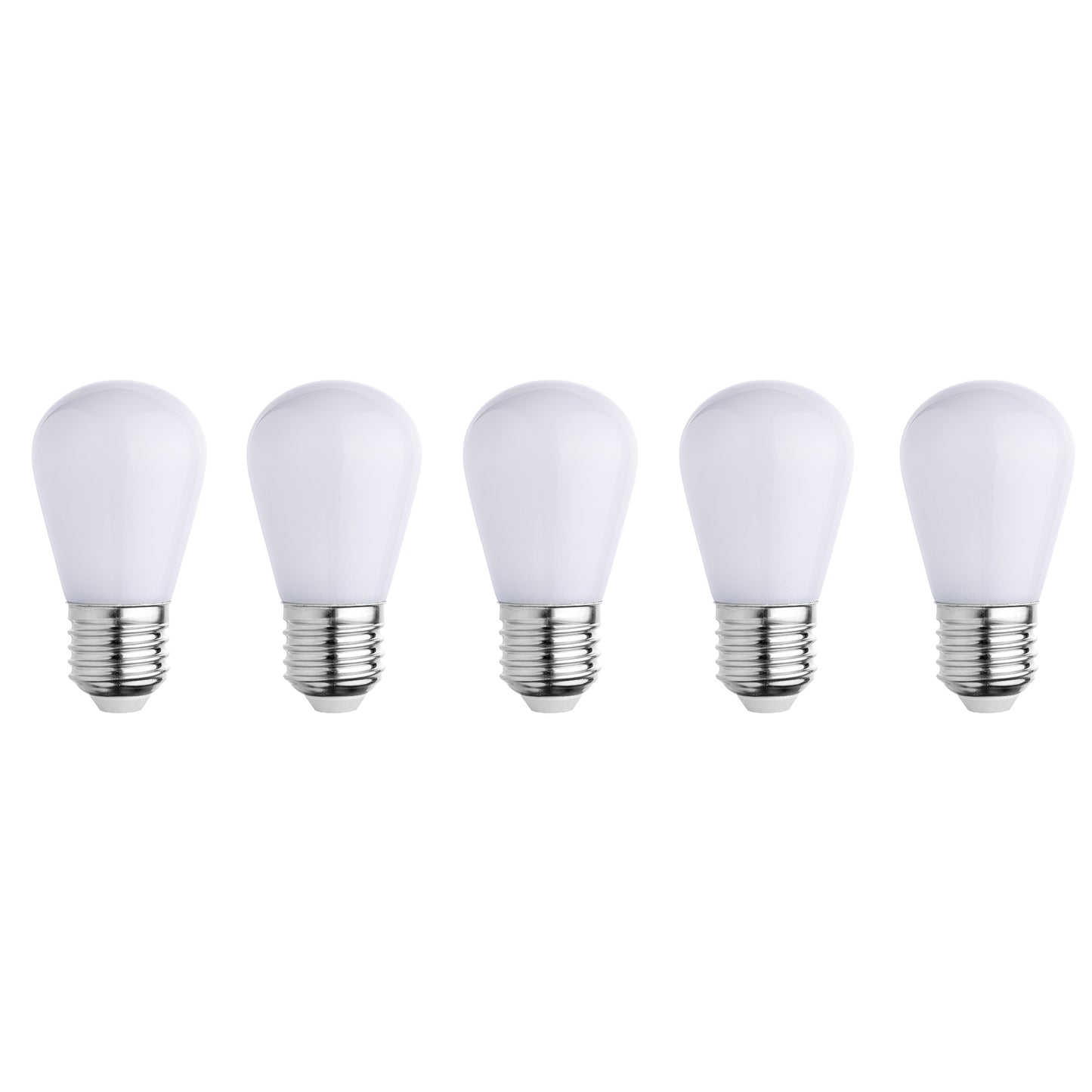 Set of 5 E27 white globe LED bulbs compatible with PARTY BULB WHITE H7cm garland
