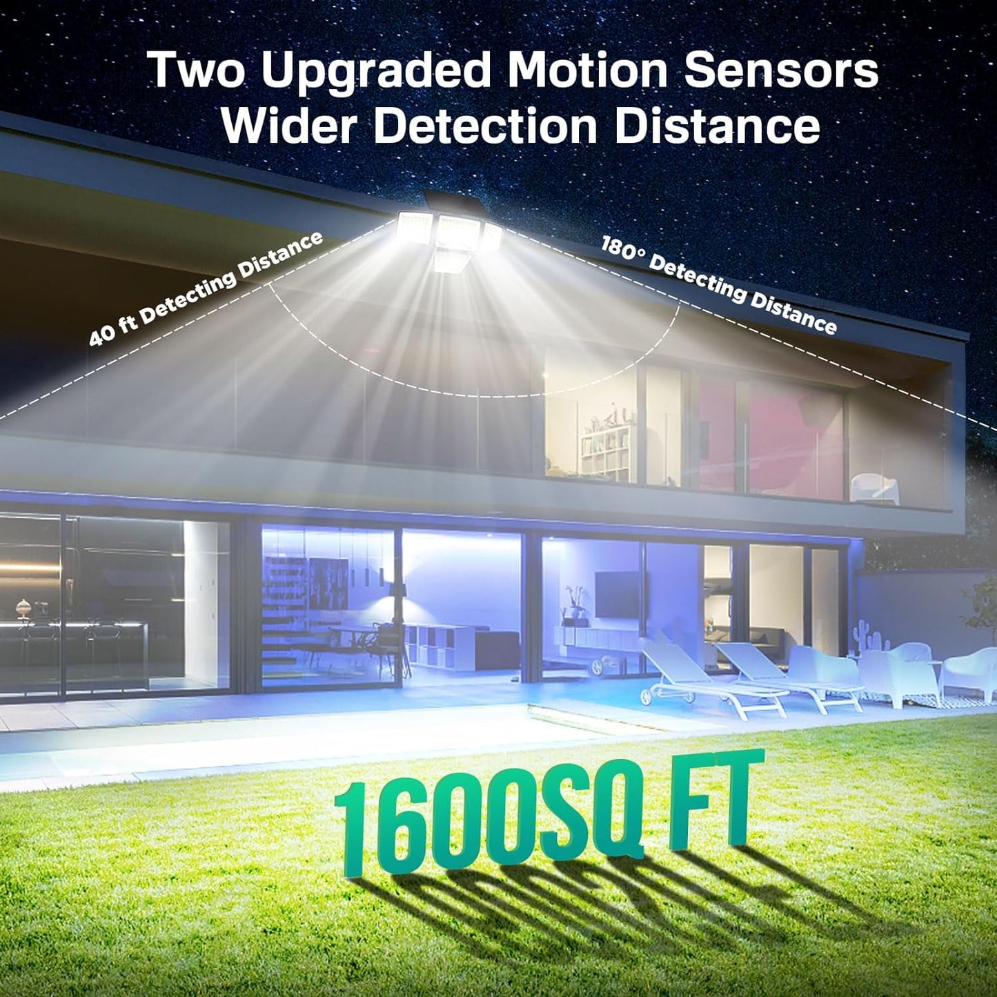 Lot de 4 Spots Solaires à 4 Têtes Noires FAIRVIEW - Éclairage LED Puissant Blanc, Orientables avec Détecteur de Mouvement, Idéaux pour Sécuriser Jardin, Terrasse et Extérieur