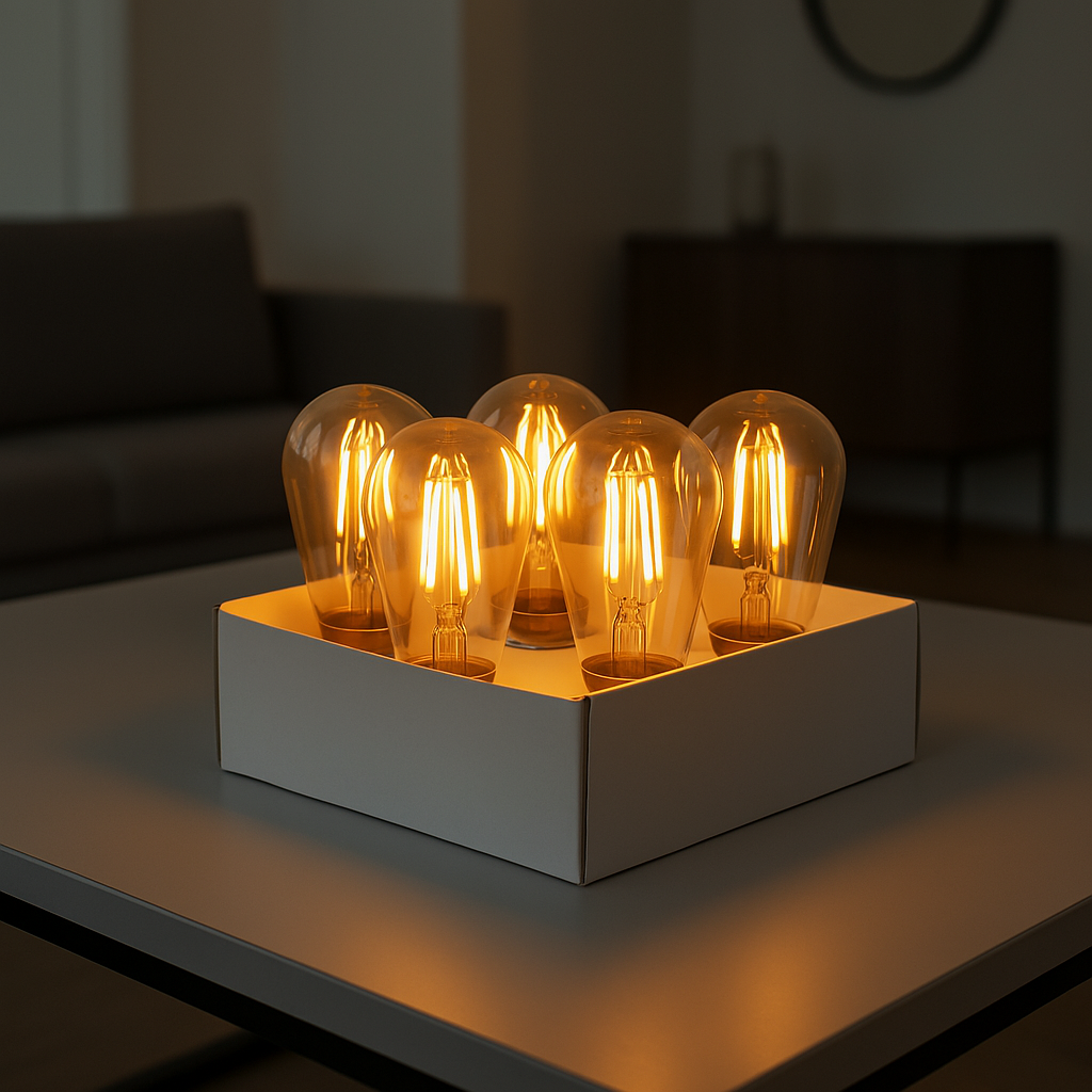 Set of 5 warm white E27 LED bulbs vintage filament compatible garland PARTY BULB FILAMENT H9cm