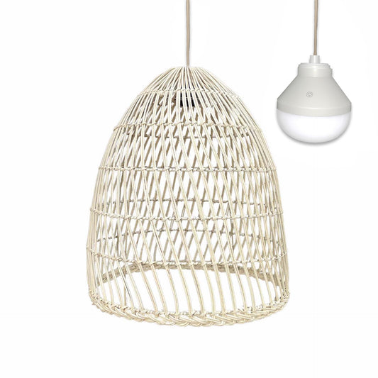 Suspension PAULO NOMAD en rotin naturel style bohème avec ampoule LED blanc/RGB nomade