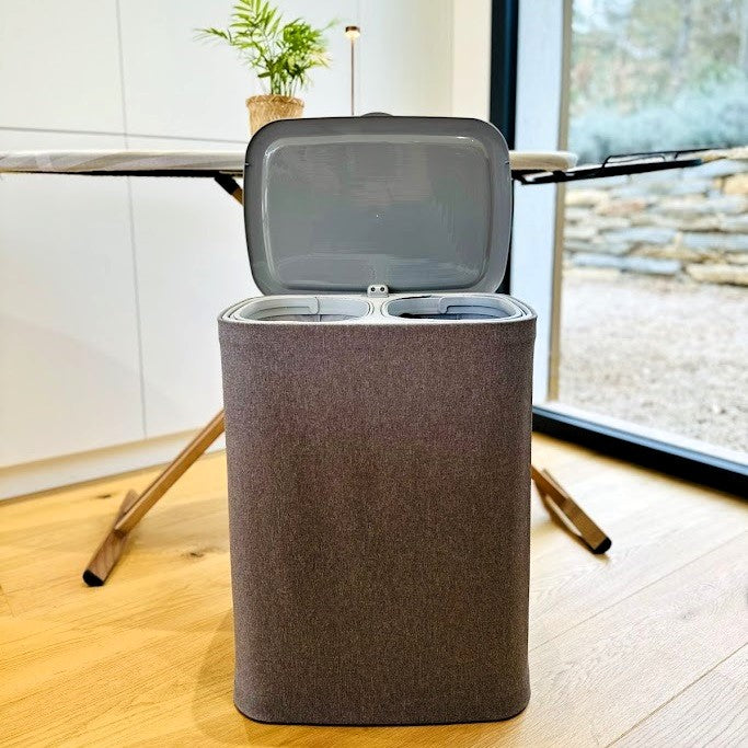 Panier à linge en tissu grande capacité 90 litres avec séparation, 2 sacs de lavage amovibles avec couvercle Modèle SVEN