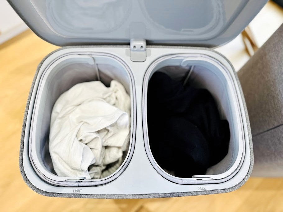 Panier à linge en tissu grande capacité 90 litres avec séparation, 2 sacs de lavage amovibles avec couvercle Modèle SVEN