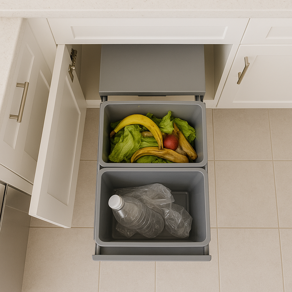 HYPE 2-compartment 36L (2x18L) built-in kitchen pull-out trash can with bucket