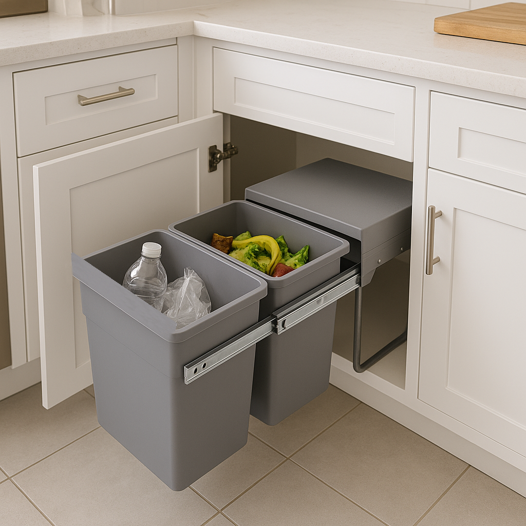HYPE 2-compartment 36L (2x18L) built-in kitchen pull-out trash can with bucket