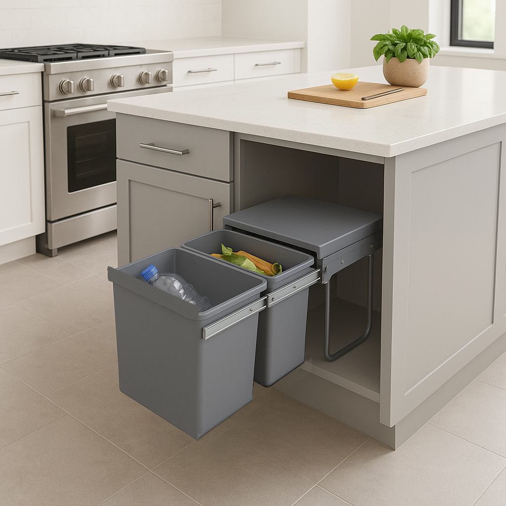 HYPE 2-compartment 36L (2x18L) built-in kitchen pull-out trash can with bucket