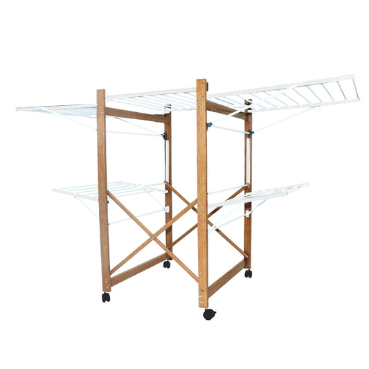 28M USHUAIA Multi-Function Clothes Rack Clothes Drying Rack Wood Color Large Capacity