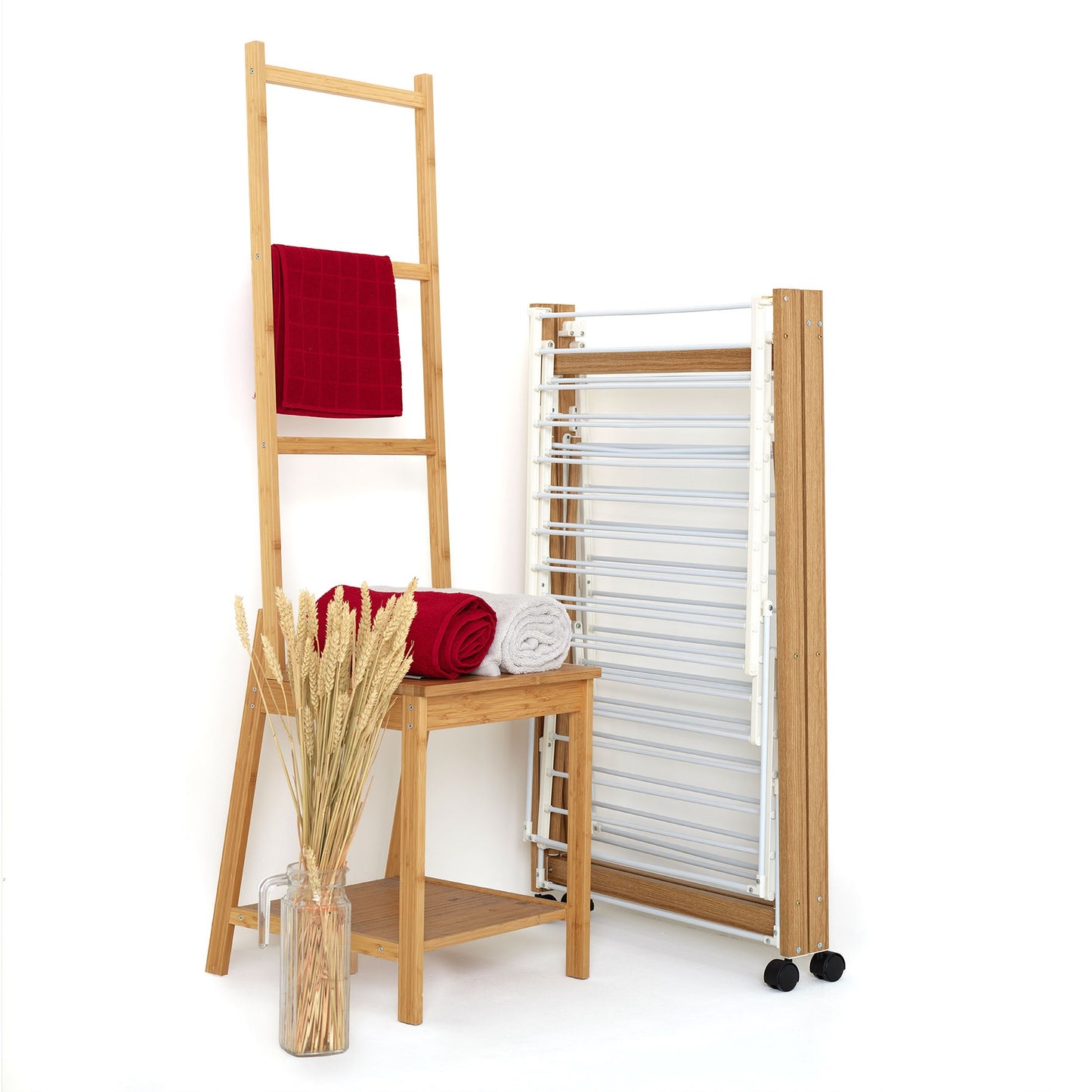 28M USHUAIA Multi-Function Clothes Rack Clothes Drying Rack Wood Color Large Capacity