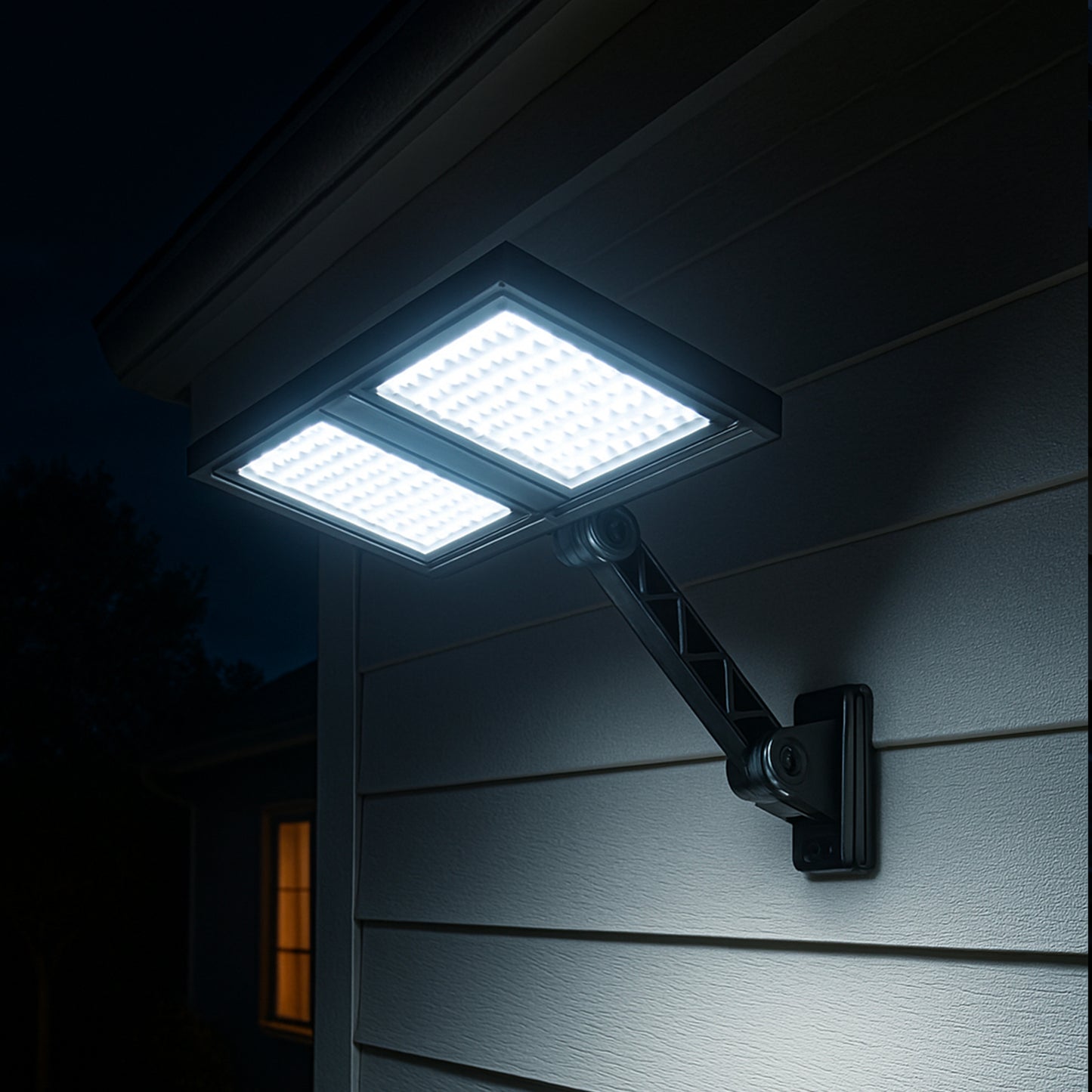 Solar spot 2 black heads powerful white LED lighting CLIPPER BLACK 37cm with adjustable motion detector