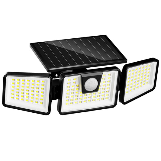 Solar spotlight 3 black heads powerful white LED lighting FALCON H9.3cm with adjustable motion detector