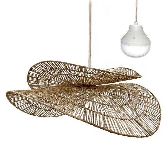 Suspension SOLARA NOMAD en jute naturel style bohème avec ampoule LED blanc/RGB nomade
