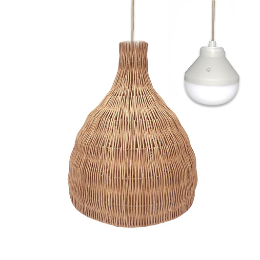 Suspension BELLA NOMAD  en rotin naturel style bohème avec ampoule LED blanc/RGB nomade