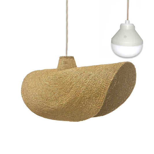 Suspension KLEIA NOMAD en herbe marine style bohème avec ampoule LED blanc/RGB nomade