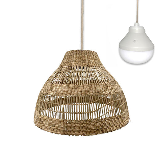 Suspension MERIDA NOMAD en herbe marine style bohème avec ampoule LED blanc/RGB nomade
