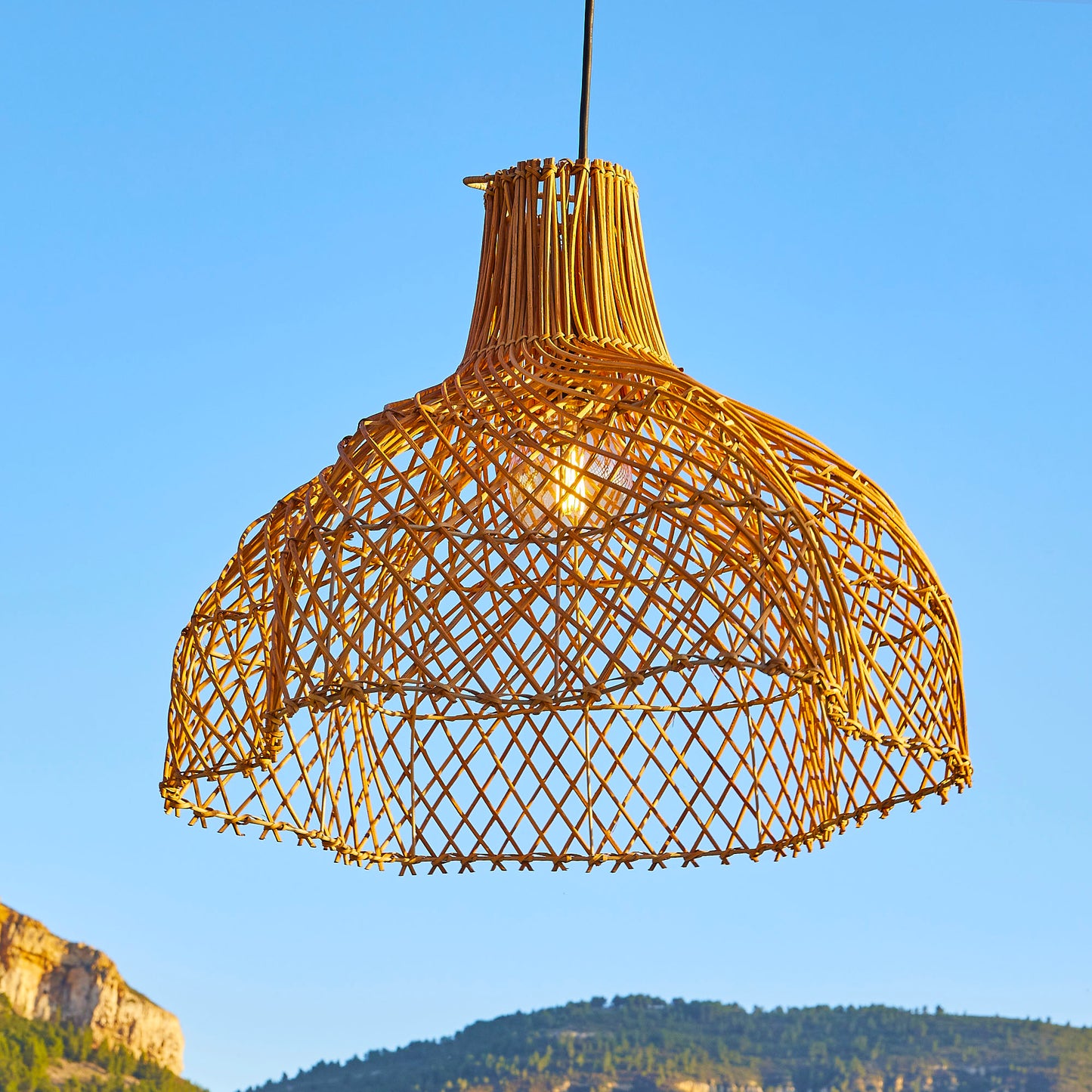 GIACOMO INDOOR lampshade in natural rattan bohemian style for electric mount E27 H45cm