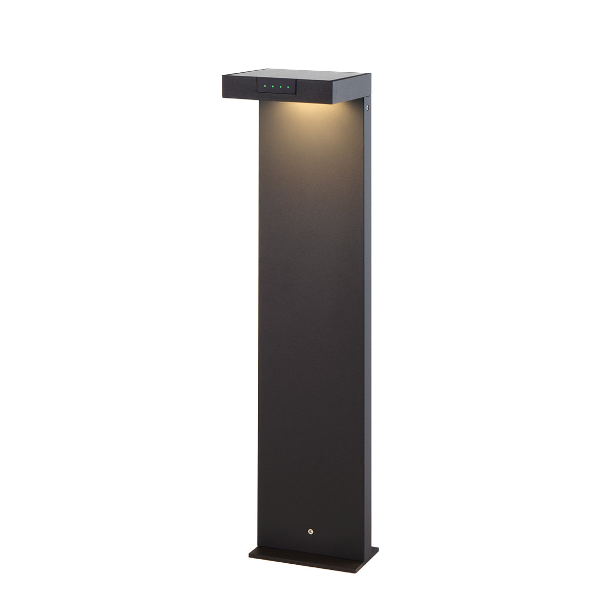Borne solaire noire en aluminium LED puissant blanc chaud ALA MAXI H65cm