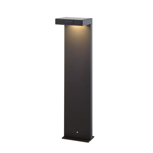 Borne solaire noire en aluminium LED puissant blanc chaud ALA MAXI H65cm