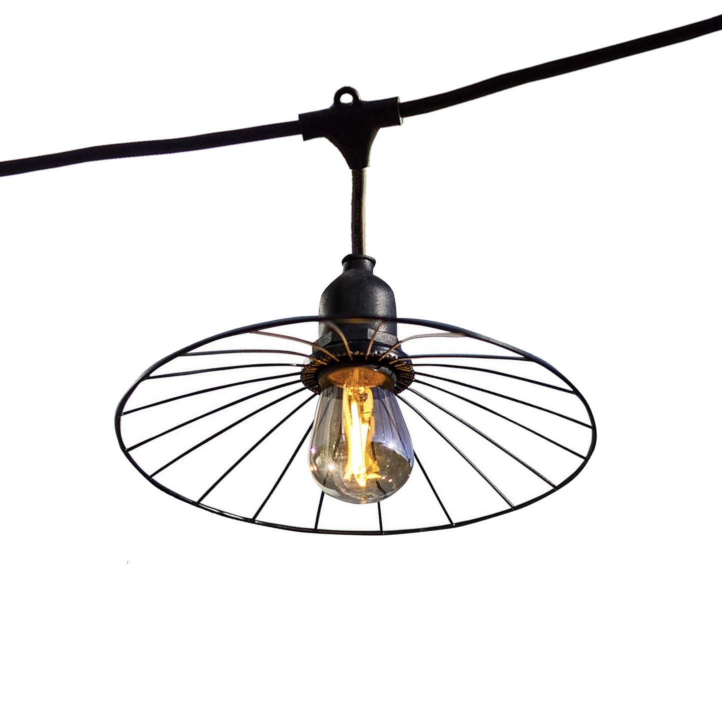 Outdoor light garland with cage-effect steel shade 10 warm white LED E27 filament bulbs CHIC CAGE LIGHT 6m