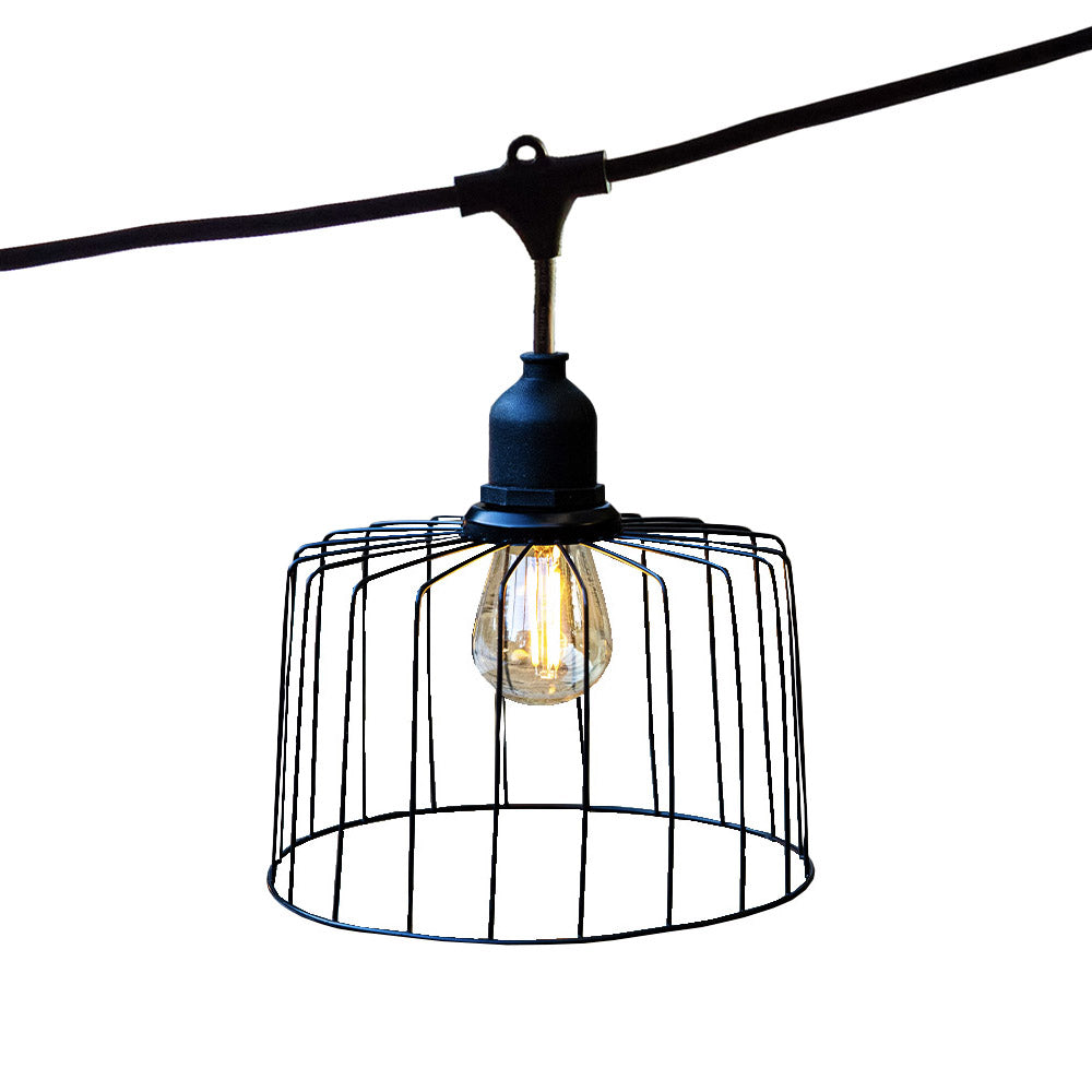 Outdoor light garland with metal shade 10 filament bulbs E27 LED socket warm white NEMA LIGHT 6m