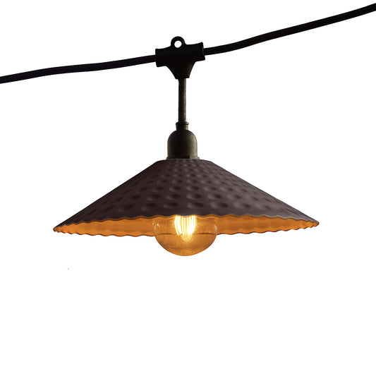 Outdoor light garland with vintage style steel shade 10 filament bulbs E27 socket warm white LED VINTY LIGHT 6m