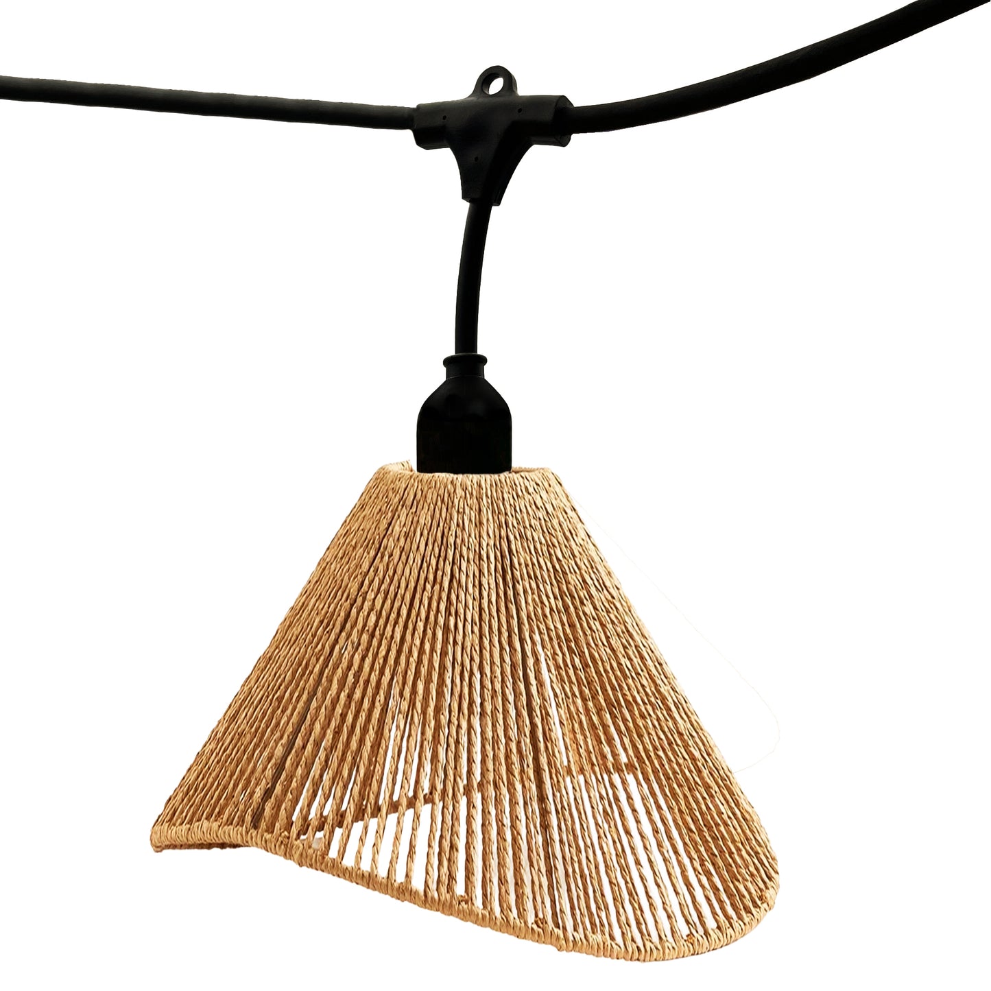 Guirlande lumineuse raccordable d'extérieur avec abat-jour en corde style bohème 7 ampoules à filament douille E27 LED blanc chaud RAFFY LIGHT 6m