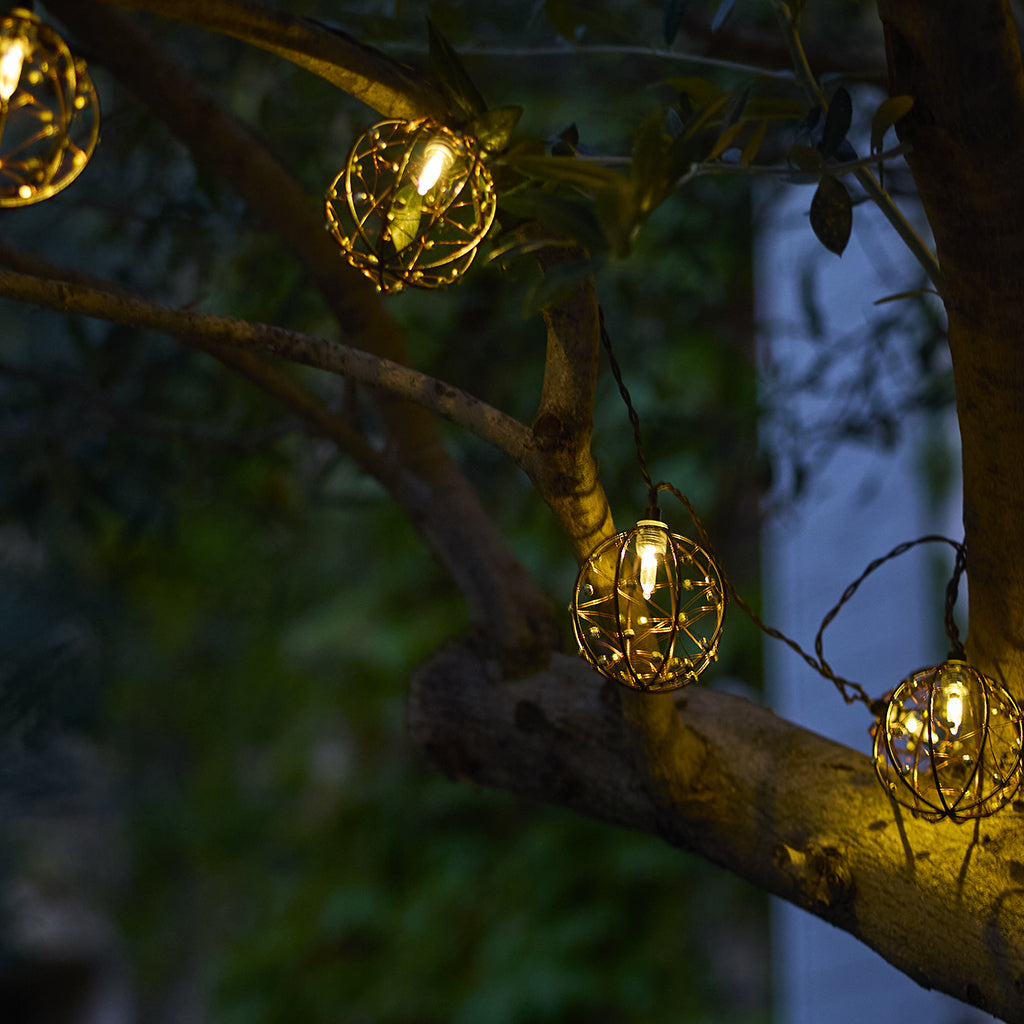 Guirlande lumineuse solaire d'extérieur marron 10 boules lumineuses RUSTY LIGHT 13 modes 4m