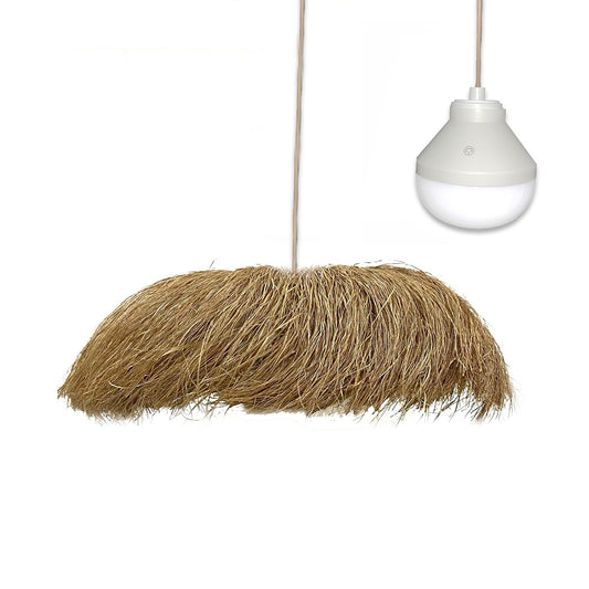 Suspension HAVANA NOMAD en herbe marine style bohème avec ampoule LED blanc/RGB nomade