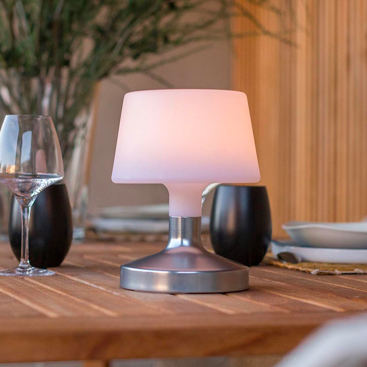 Table lamp touch design wireless steel base LED warm white/white dimmable HELEN SILVER H21cm