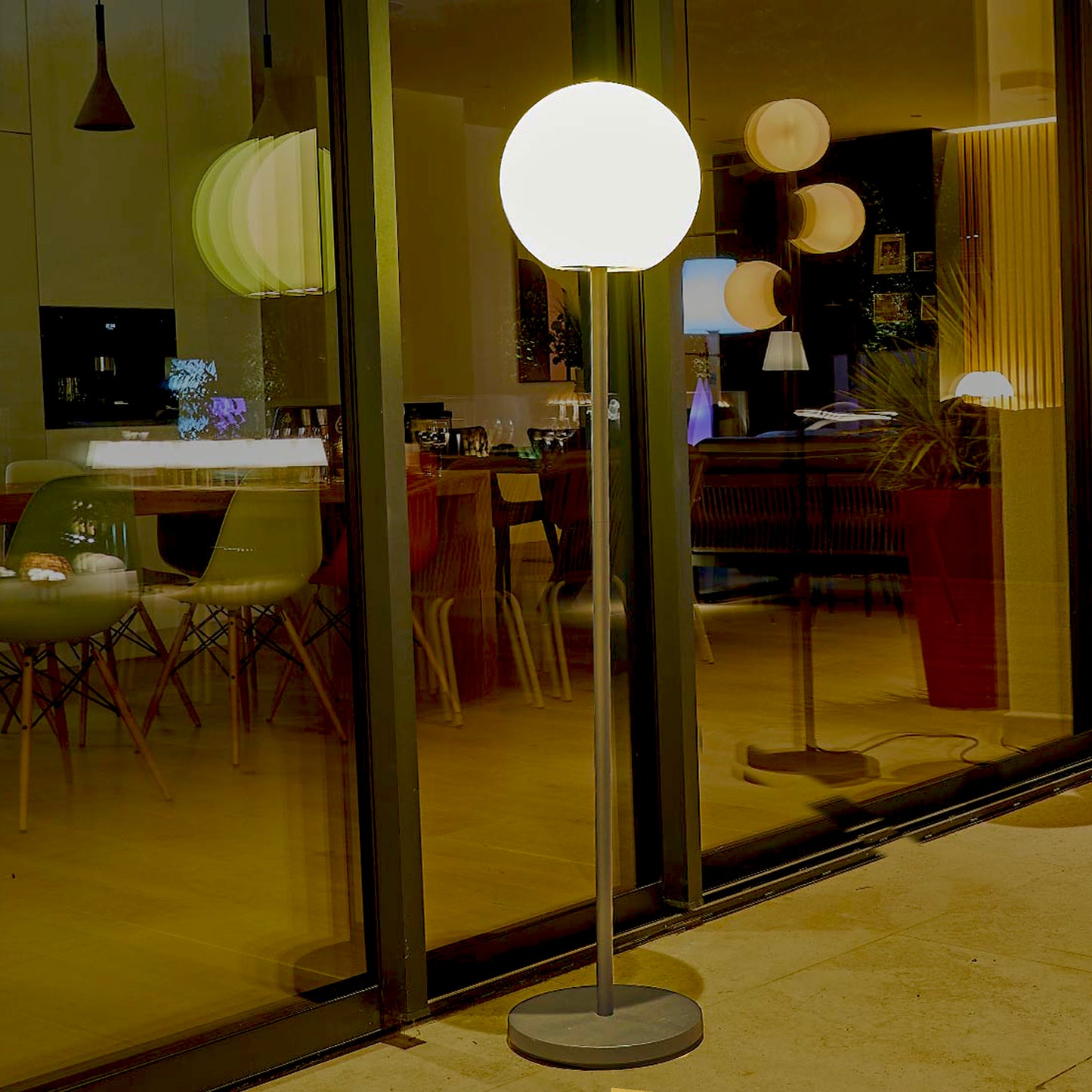 Rechargeable luminous floor lamp with metal foot Scandinavian design LED warm white/white dimmable LUNY TALL H150cm