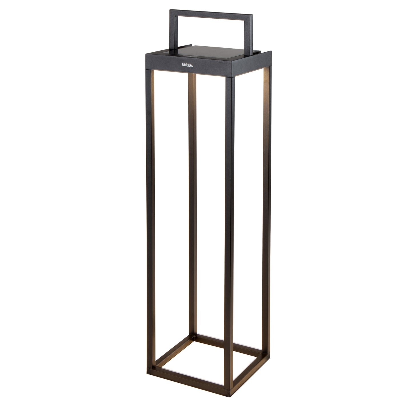 Lanterne sans fil solaire rechargeable en aluminium noire à poser ou à fixer au mur LED blanc chaud dimmable HANDY MAXI H52,5cm